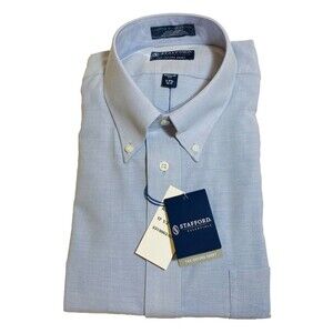Stafford Oxford Shirt~Blue~Button Down~Long Sleeves~Men's 17.5 36-37 NWT